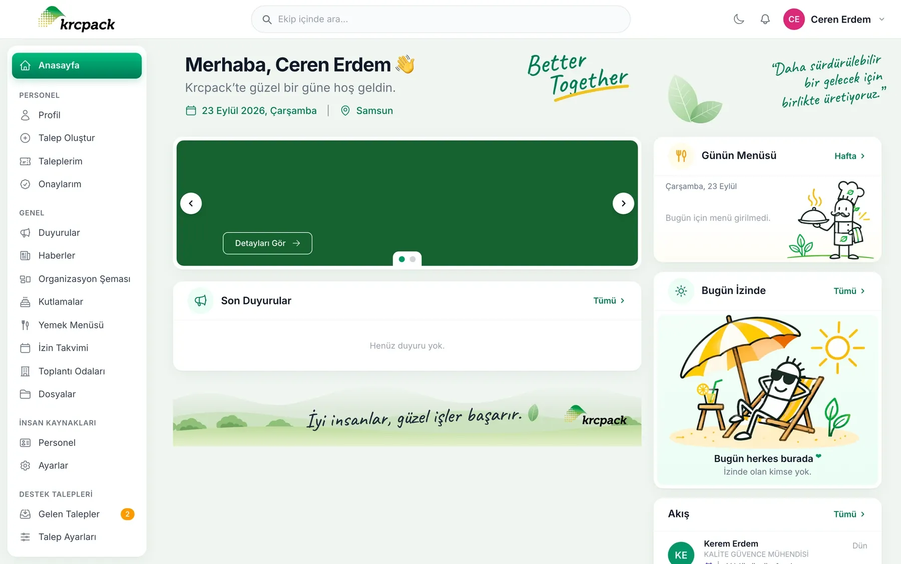 KRC Portal anasayfası